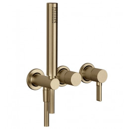 Смеситель для душа, Gessi, Inciso Bath&Shower, на 2 потребителя, цвет-Warm Bronze Brushed PVD (старый арт. 58345/726)