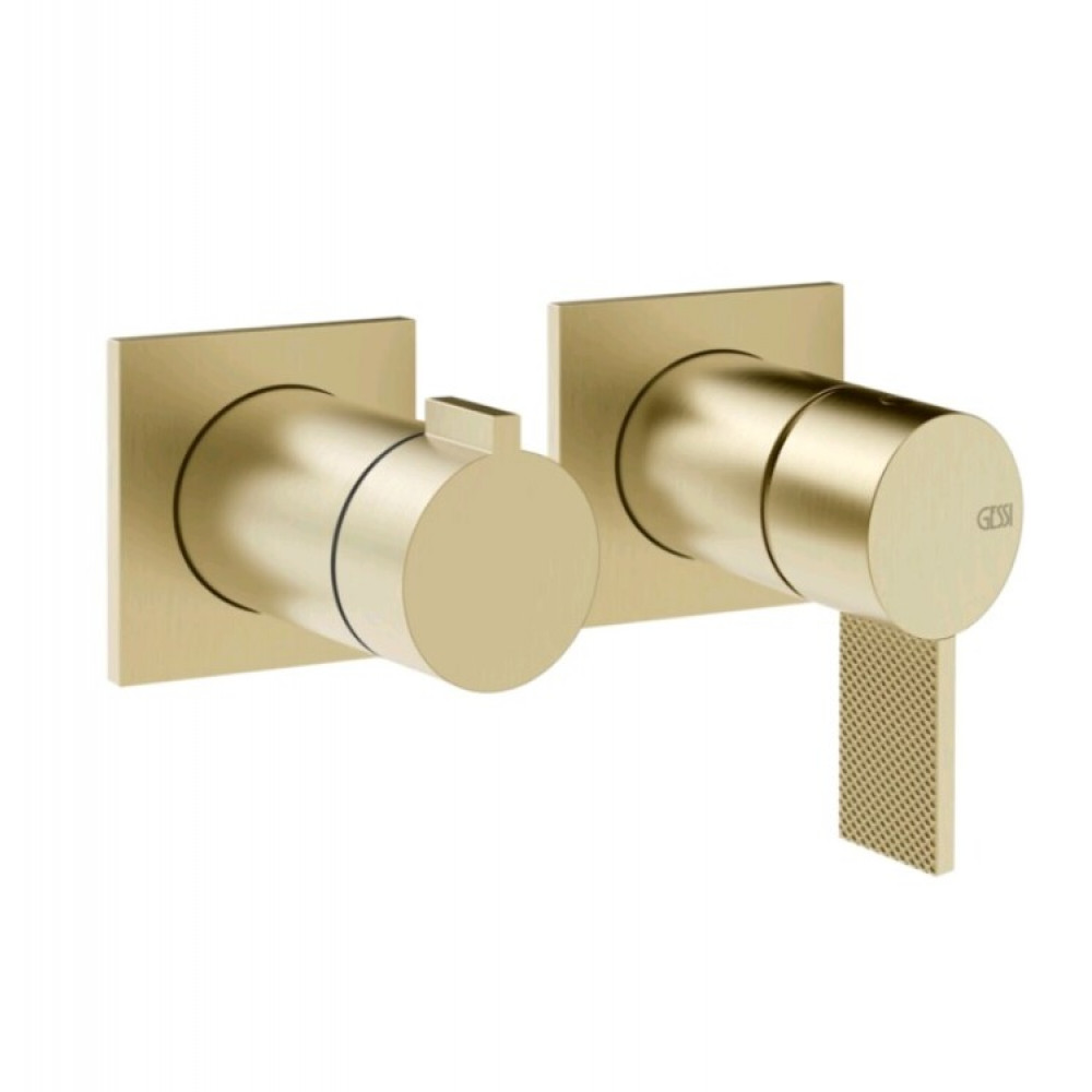 Смеситель для душа, Gessi, Inverso Diamantato, на 2 потребителя, цвет-Brass Brushed PVD