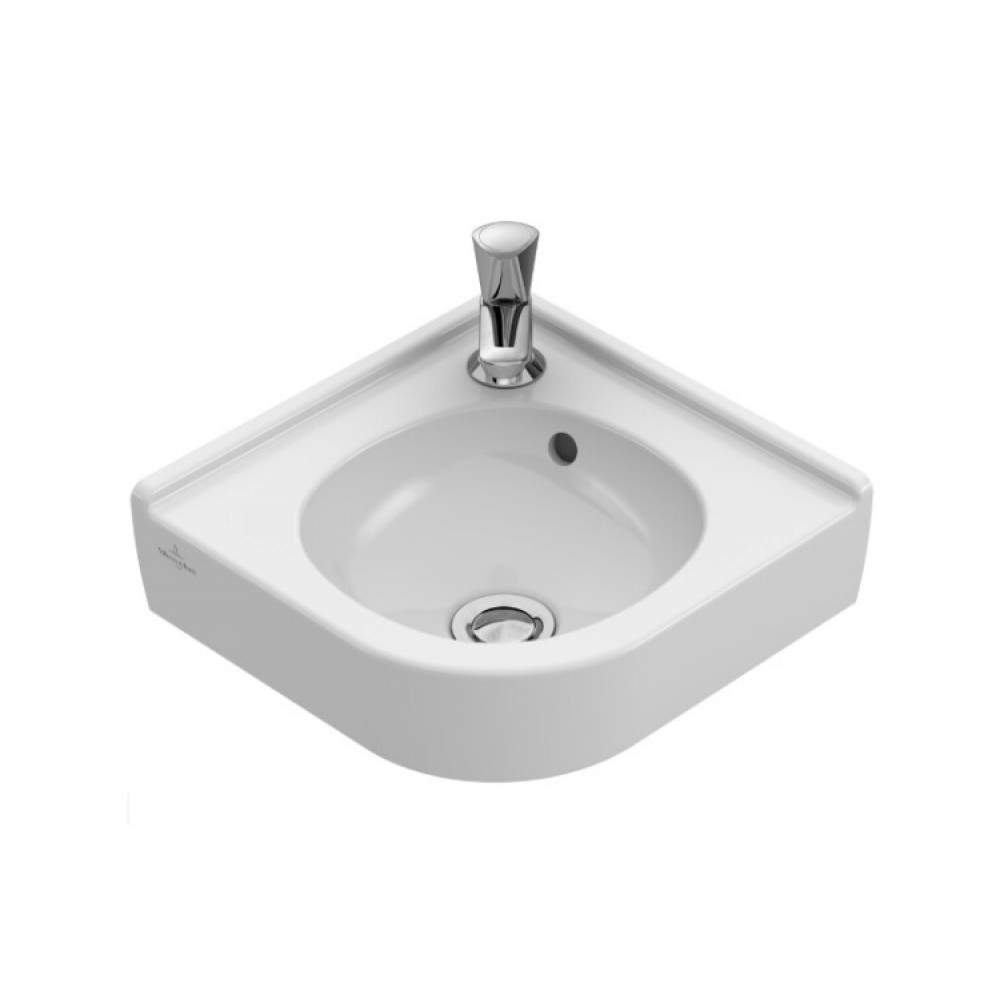 Раковина, Villeroy&Boch, O'Novo, шгв 320*320*85, отверстия для смесителя-1, CeramicPlus, цвет-альпийский белый