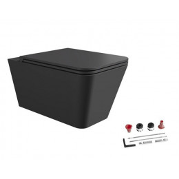 Унитаз, Alice, Hide, подвесной, шгв 350*550*345, Aliglaze+, с сиденьем, с набором для крепления, цвет-черный матовый