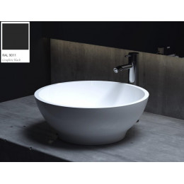Раковина, Salini, Gloria, шгв 415*415*150, отверстия для смесителя-отсутствуют, цвет внутри и снаружи-RAL9011 матовый