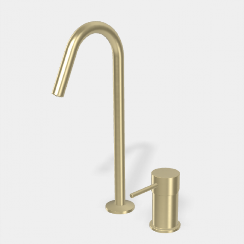 Смеситель для раковины, Fima Carlo Frattini, Spillo Up, цвет-брашированный шампань