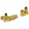 Автоматический терморегулятор, Сунержа, 3D, G 1/2" НР х G 3/4" НГ, набор, левый, цвет-золото/золото