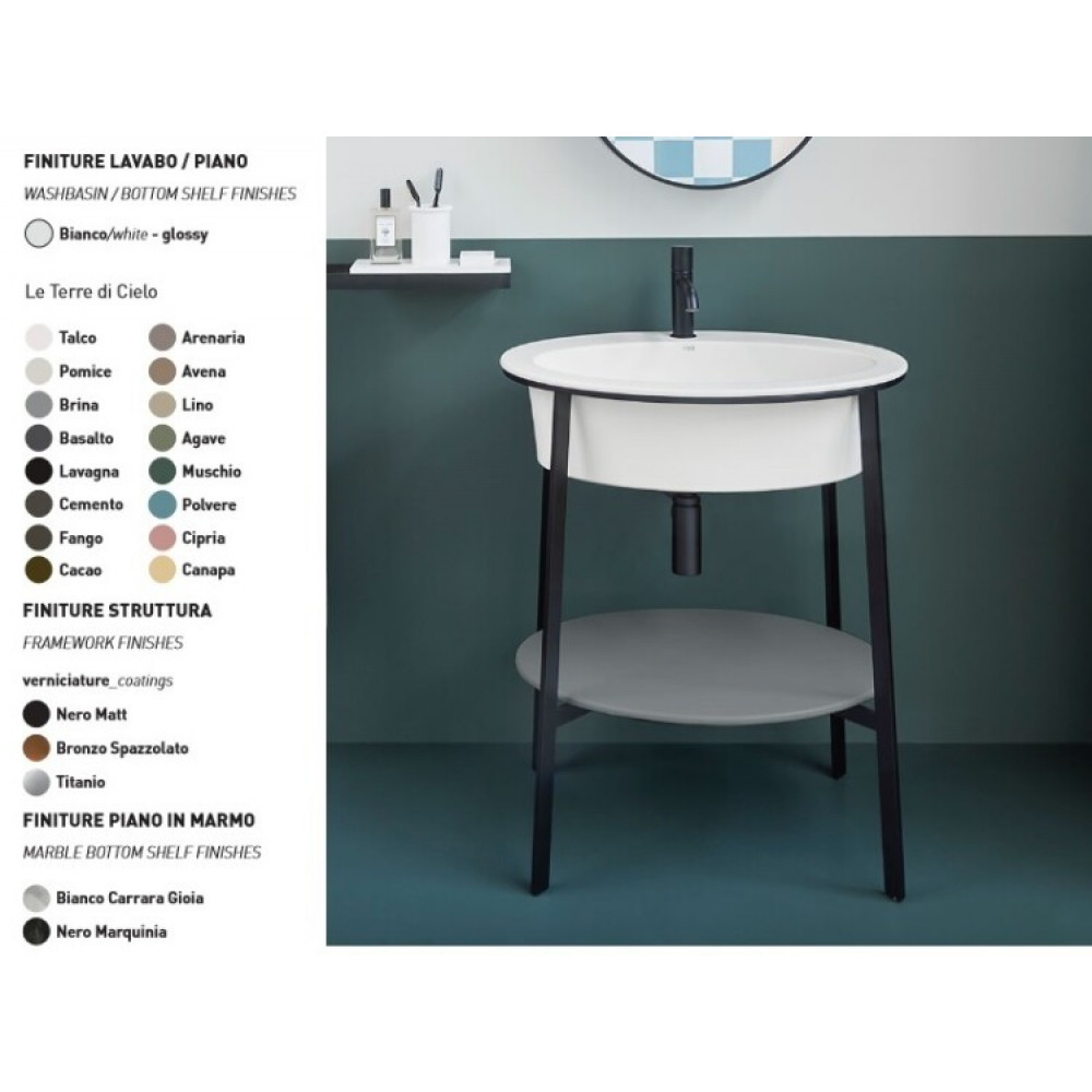 Раковина, CIELO, Catino Ovale, шгв 700*500*180, отверстия для смесителя-1, цвет-Polvere