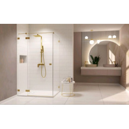 Дверь, Radaway, Essenza Pro KDJ, шв 1000*2000, петли-слева, brushed gold, цвет стекла-прозрачный, Easy Clean