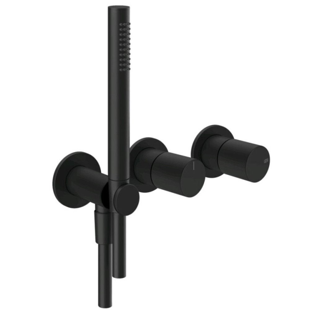 Смеситель для душа, Gessi, Habito Unito, на 2 потребителя, цвет-черный матовый