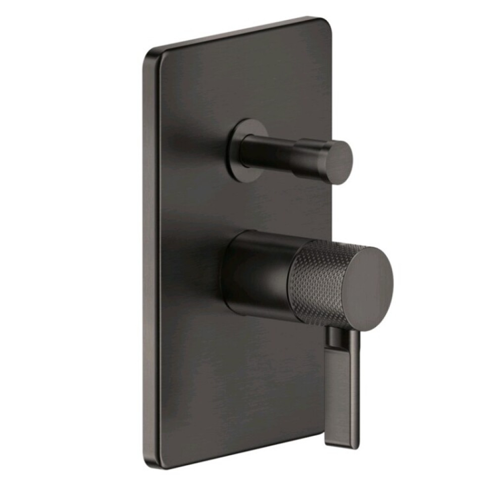 Смеситель для душа, Gessi, Inciso Bath&Shower, на 2 потребителя, цвет-Black Metal Brushed PVD