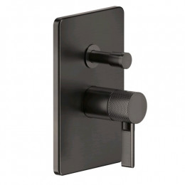 Смеситель для душа, Gessi, Inciso Bath&Shower, на 2 потребителя, цвет-Black Metal Brushed PVD