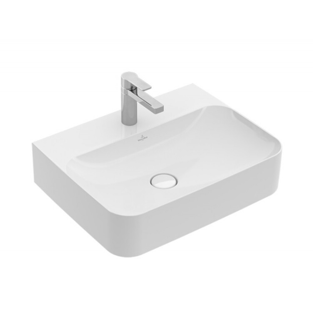 Раковина, Villeroy&Boch, Finion, шгв 600*470*125, отверстия для смесителя-1 сквозное, 2 промаркированных, CeramicPlus, цвет-альпийский белый