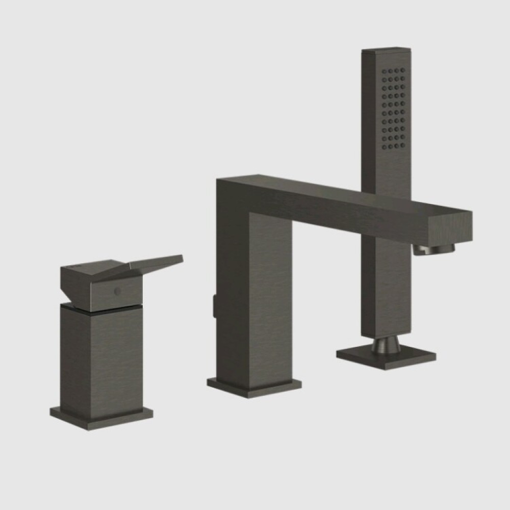 Смеситель для ванны и душа, Gessi, Rettangolo K, цвет-Black Metal Brushed PVD