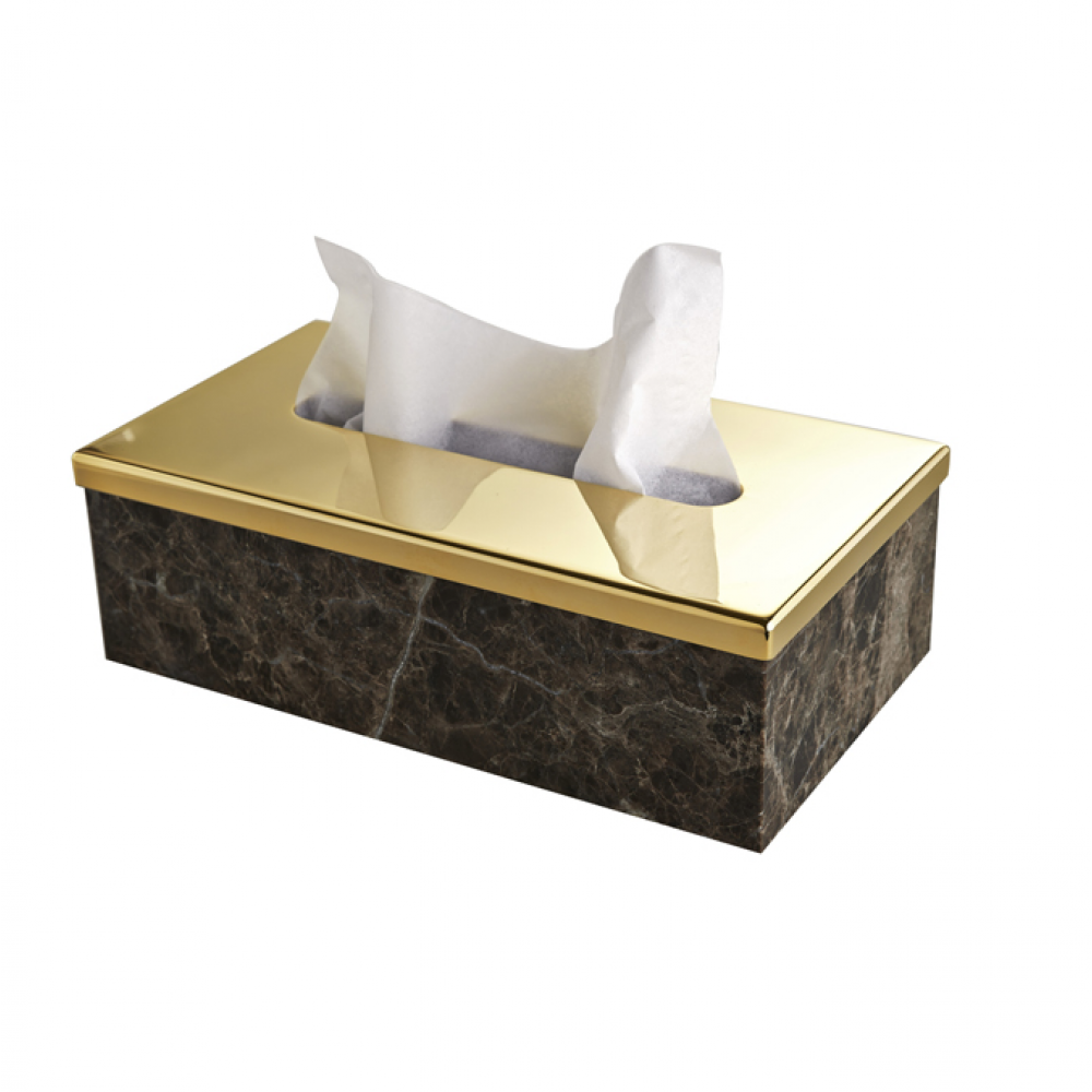 Контейнер для бумажных салфеток, 3SC, Palace, настольный, шгв 230*125*70, цвет-мрамор Emperador Dark/золото