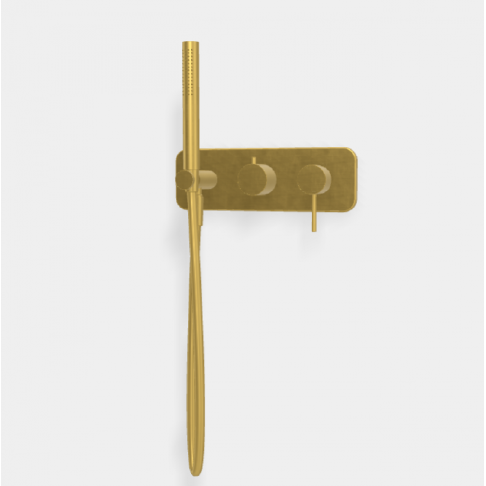 Смеситель для душа, Fima Carlo Frattini, Spillo Up, на 2 потребителя, цвет-брашированное золото