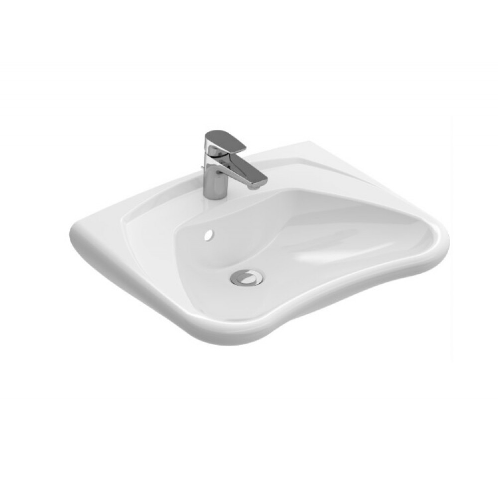 Раковина, Villeroy&Boch, O'Novo Vita, шг 600*490, отверстия для смесителя-1 сквозное, 2 промаркированных, CeramicPlus, цвет-альпийский белый