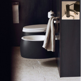 Комплект, Agape, Pear 2, унитаз с сиденьем + биде + смеситель для биде FEZ + донный клапан + заглушка для унитаза