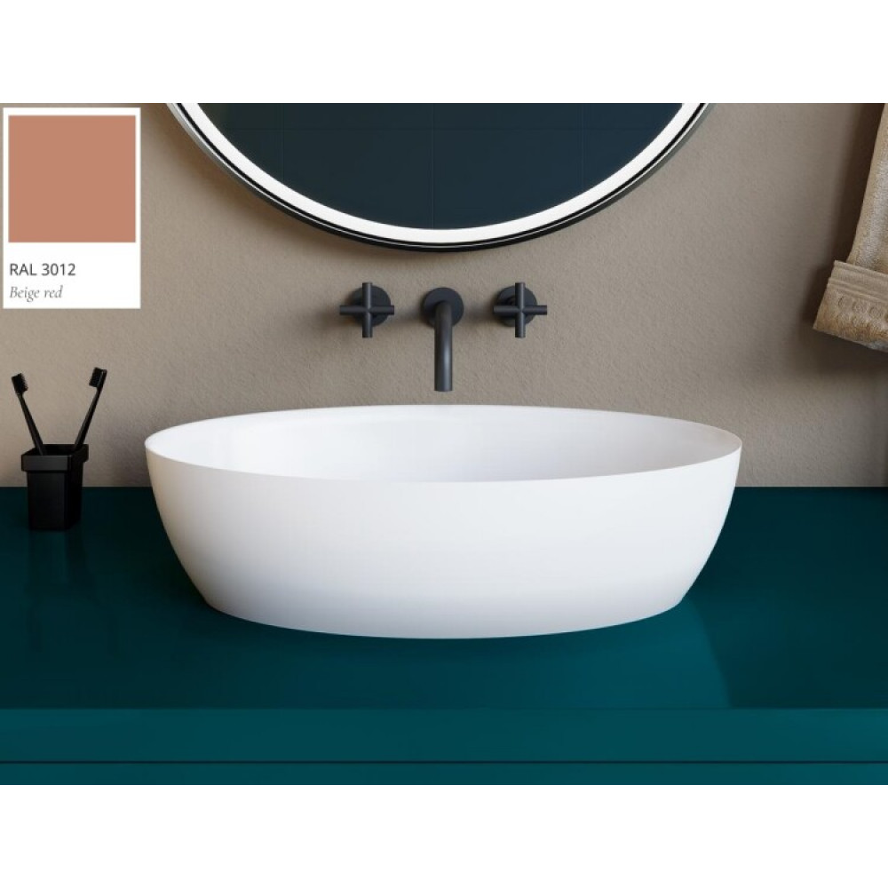 Раковина, Salini, ALDA 01, шгв 580*350*150, отверстия для смесителя-отсутствуют, цвет внутри и снаружи-RAL3012 матовый