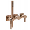 Смеситель для душа, Gessi, Inverco Rigato, на 2 потребителя, цвет-Copper Brushed PVD