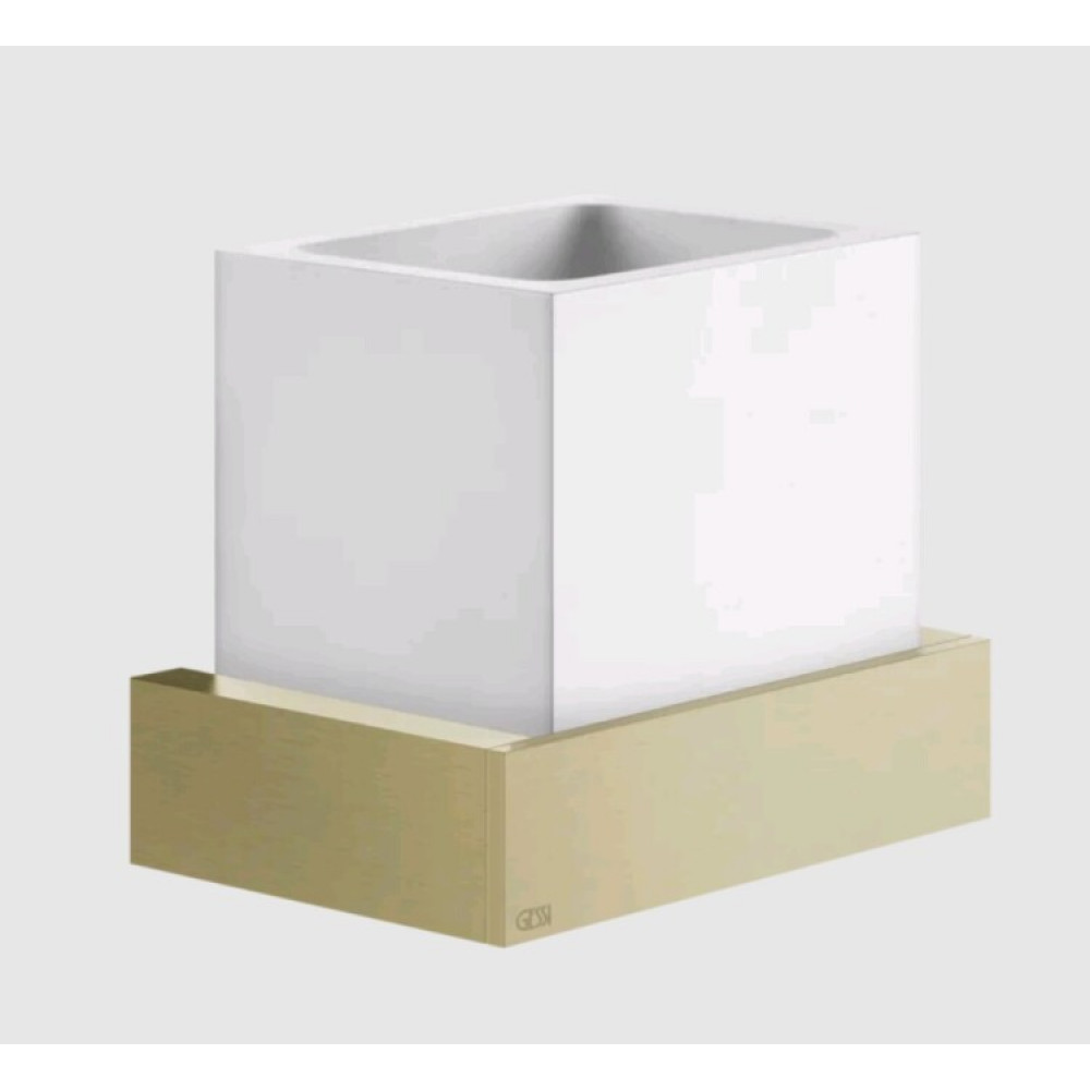 Стакан, Gessi, Rettangolo, шгв 140*95*116.5, цвет-белый/Brushed Brass PVD