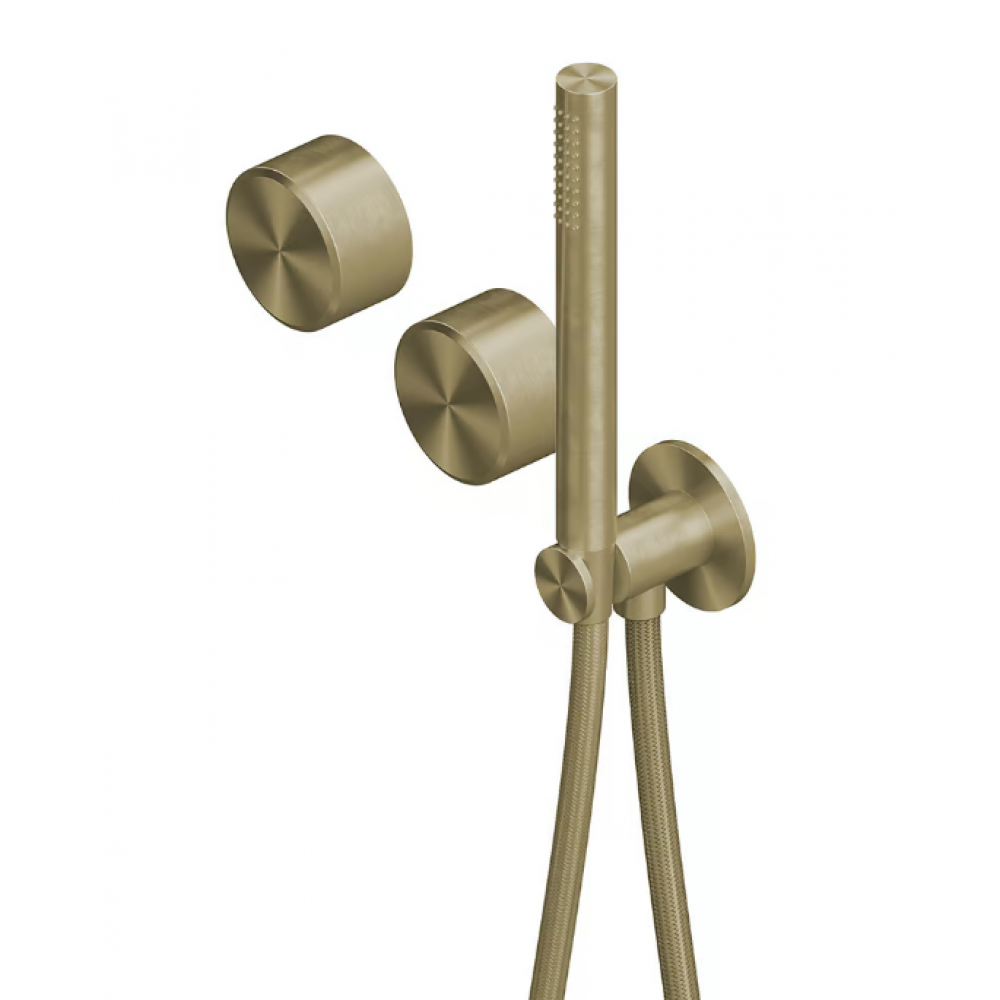 Смеситель для душа, Quadro design, Stereo, на 2 потребителя, цвет-золото светлое (Light Gold)