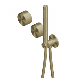 Смеситель для душа, Quadro design, Stereo, на 2 потребителя, цвет-золото светлое (Light Gold)