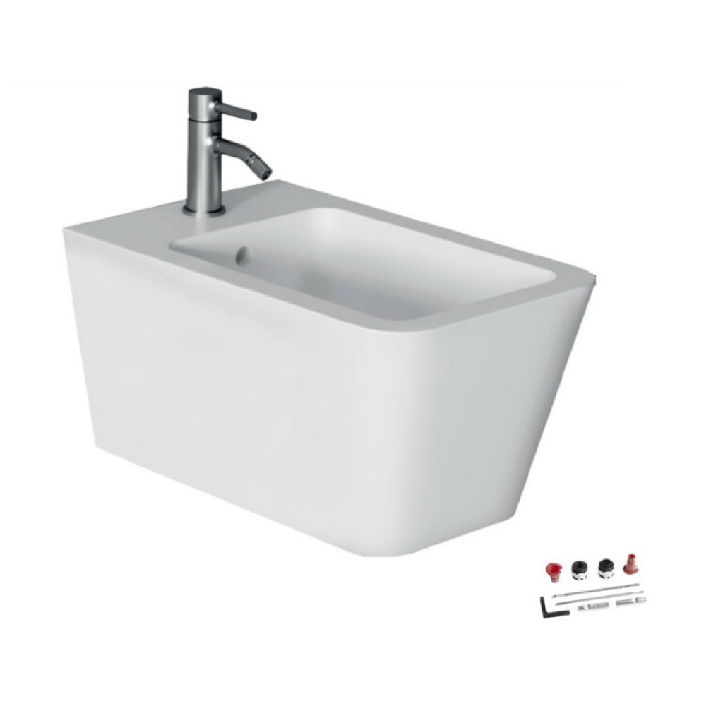 Биде, Alice, Hide, подвесной, шгв 350*550*285, Aliglaze+, с набором для крепления, цвет-белый матовый