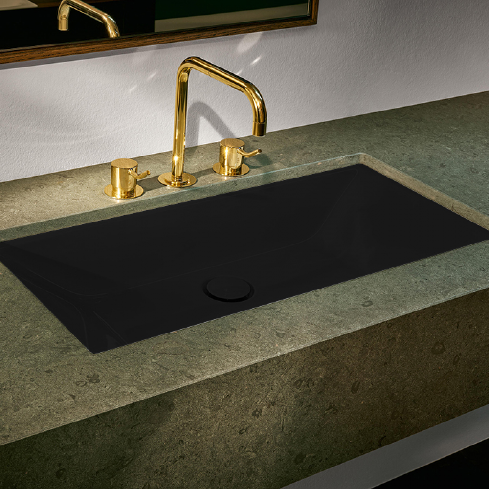 Раковина, Bette, BetteLoft, шгв 740*386*100, отверстия для смесителя-отсутствуют, цвет-Ebony matt