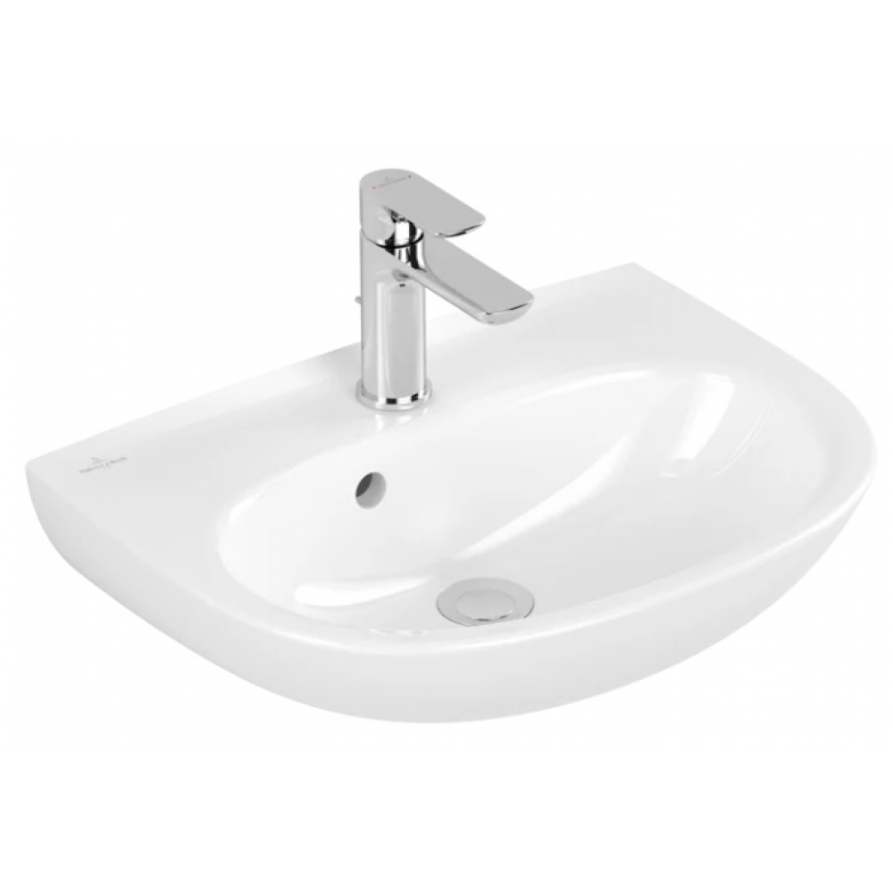 Раковина, Villeroy&Boch, O.Novo, шгв 500*380*110, отверстия для смесителя-1 сквозное, 2 промаркированных, цвет-альпийский белый