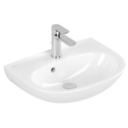 Раковина, Villeroy&Boch, O.Novo, шгв 500*380*110, отверстия для смесителя-1 сквозное, 2 промаркированных, цвет-альпийский белый