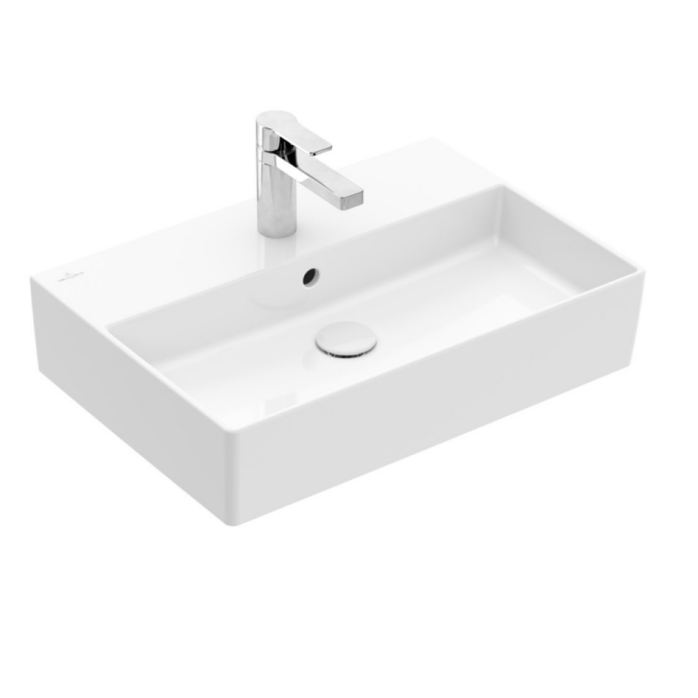 Раковина, Villeroy&Boch, Memento 2.0, шгв 600*420*140, отверстия для смесителя-1 сквозное, 2 промаркированных, CeramicPlus, цвет-камень белый