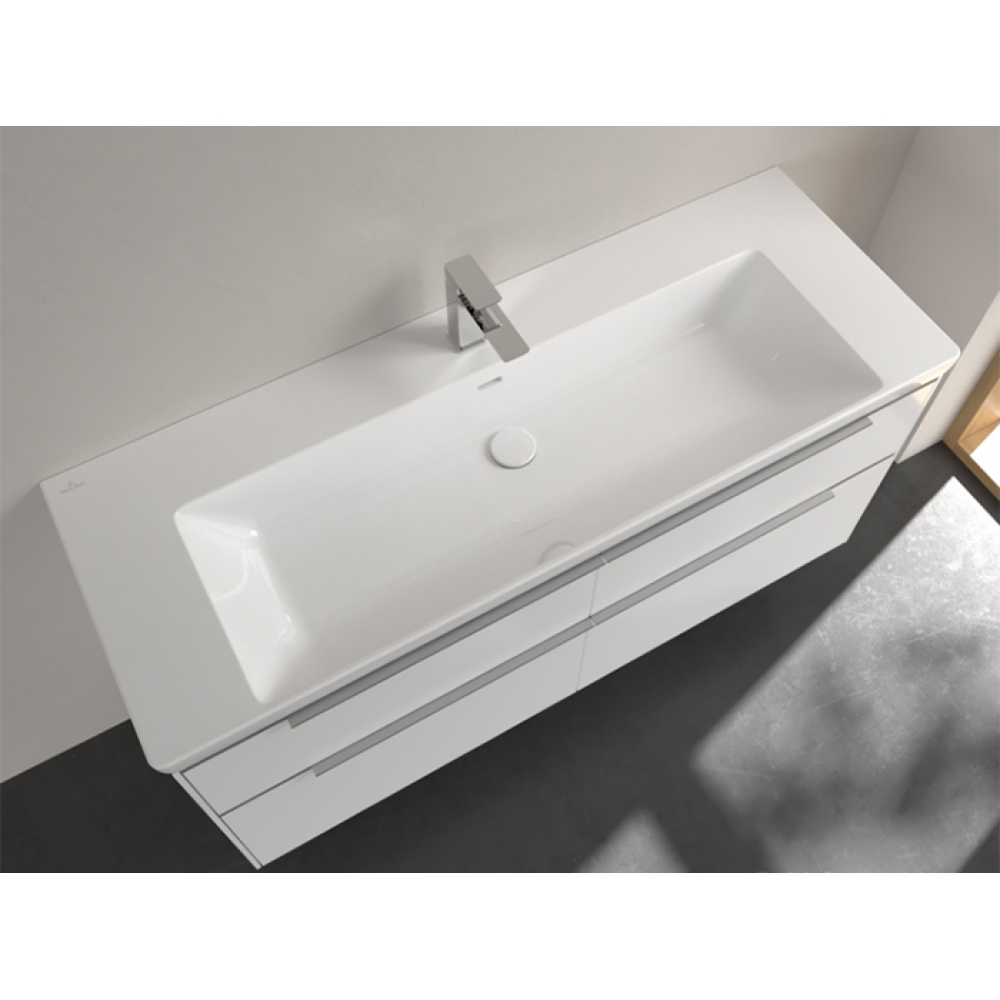 Раковина, Villeroy&Boch, Subway 3.0, шгв 1300*475*120, отверстия для смесителя-1 сквозное, 2 промаркированных, цвет-альпийский белый