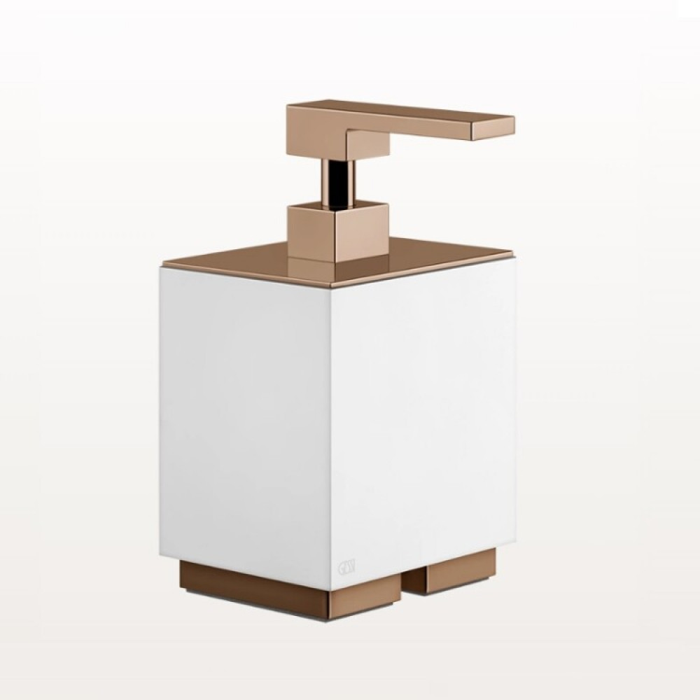 Дозатор для жидкого мыла, Gessi, Rettangolo, шгв 105*118*193, цвет дозатора-Copper PVD/белый