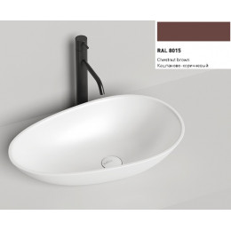 Раковина, Salini, Paola, шгв 580*345*140, отверстия для смесителя-отсутствуют, цвет внутри и снаружи-RAL8015 матовый