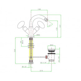 Смеситель для биде, Nicolazzi, Cristallo Di Rocca, цвет-латунь позолоченная/горный хрусталь (Cristallo di Rocca)