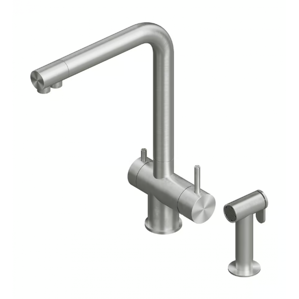 Смеситель для кухни, Quadro design, Idealaqua Inox, цвет-сталь брашированная