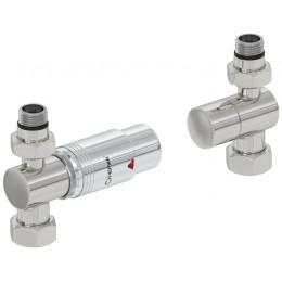 Терморегулятор, Сунержа, автоматический, G 1/2" НР х G 3/4" НГ, набор, прямой, цвет-сталь без покрытия/хром