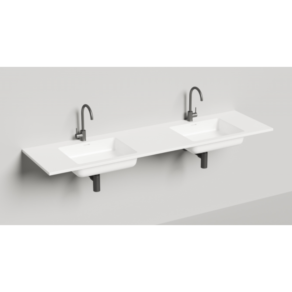 Раковина, Salini, ONDA, шгв 1800*500*140, отверстия для смесителя-2, цвет-белый матовый