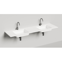 Раковина, Salini, ONDA, шгв 1800*500*140, отверстия для смесителя-2, цвет-белый матовый