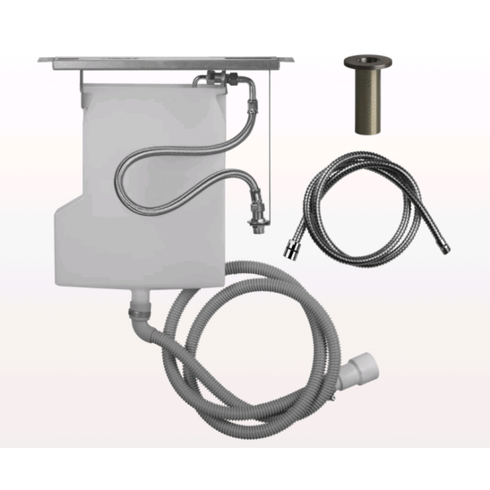 Система сбора воды, Gessi, BATH316, для шланга ручного душа, монтируемого на борт ванны, цвет-Black Metal Brushed PVD