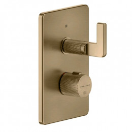 Смеситель для душа, Gessi, Inciso Bath&Shower, на 2 потребителя, цвет-Warm Bronze Brushed PVD