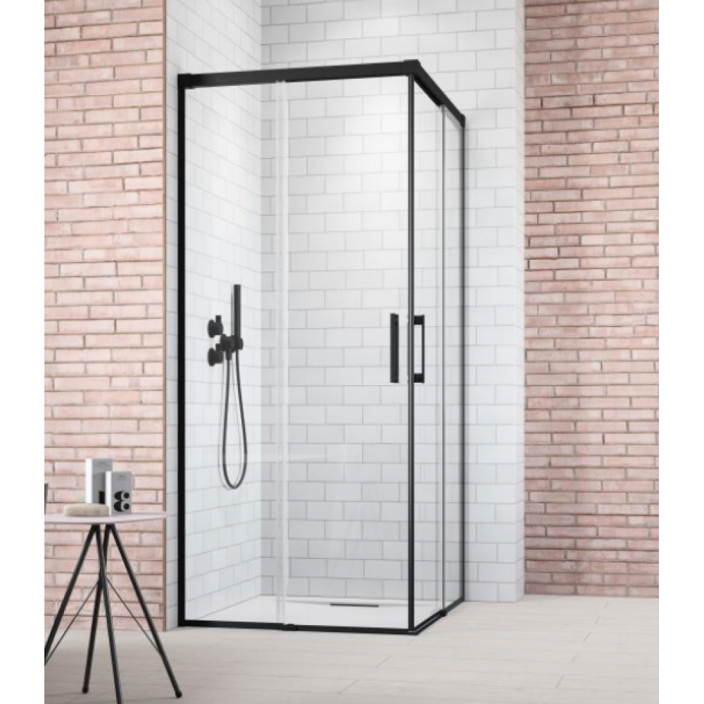 Дверь, Radaway, Idea KDD, шв 900*2005, петли-слева, черный матовый, цвет стекла-прозрачный, Easy Clean