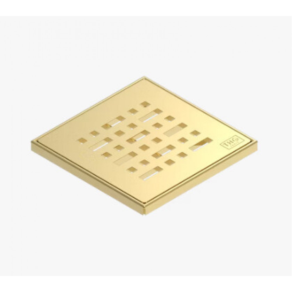 Трап, THG, с боковым выпуском, DN-50, дизайн-с перфорацией, цвет решетки-золото матовое