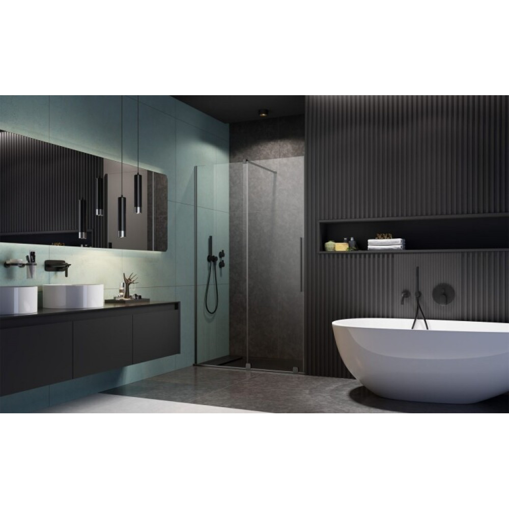 Дверь, Radaway, Furo DWJ, шв 622*2000, петли-слева, GunMetal Brushed, цвет стекла-прозрачный, Easy Clean