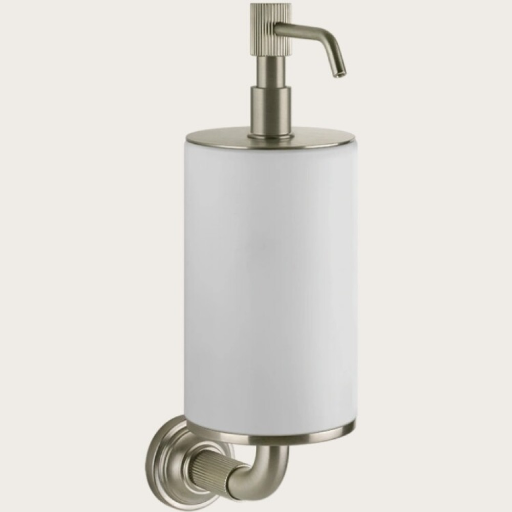 Дозатор для жидкого мыла, Gessi, VENTI20, шгв 75*136*254, цвет дозатора-Finox Brushed Nickel/белый