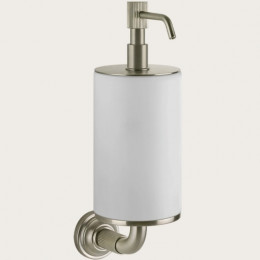 Дозатор для жидкого мыла, Gessi, VENTI20, шгв 75*136*254, цвет дозатора-Finox Brushed Nickel/белый