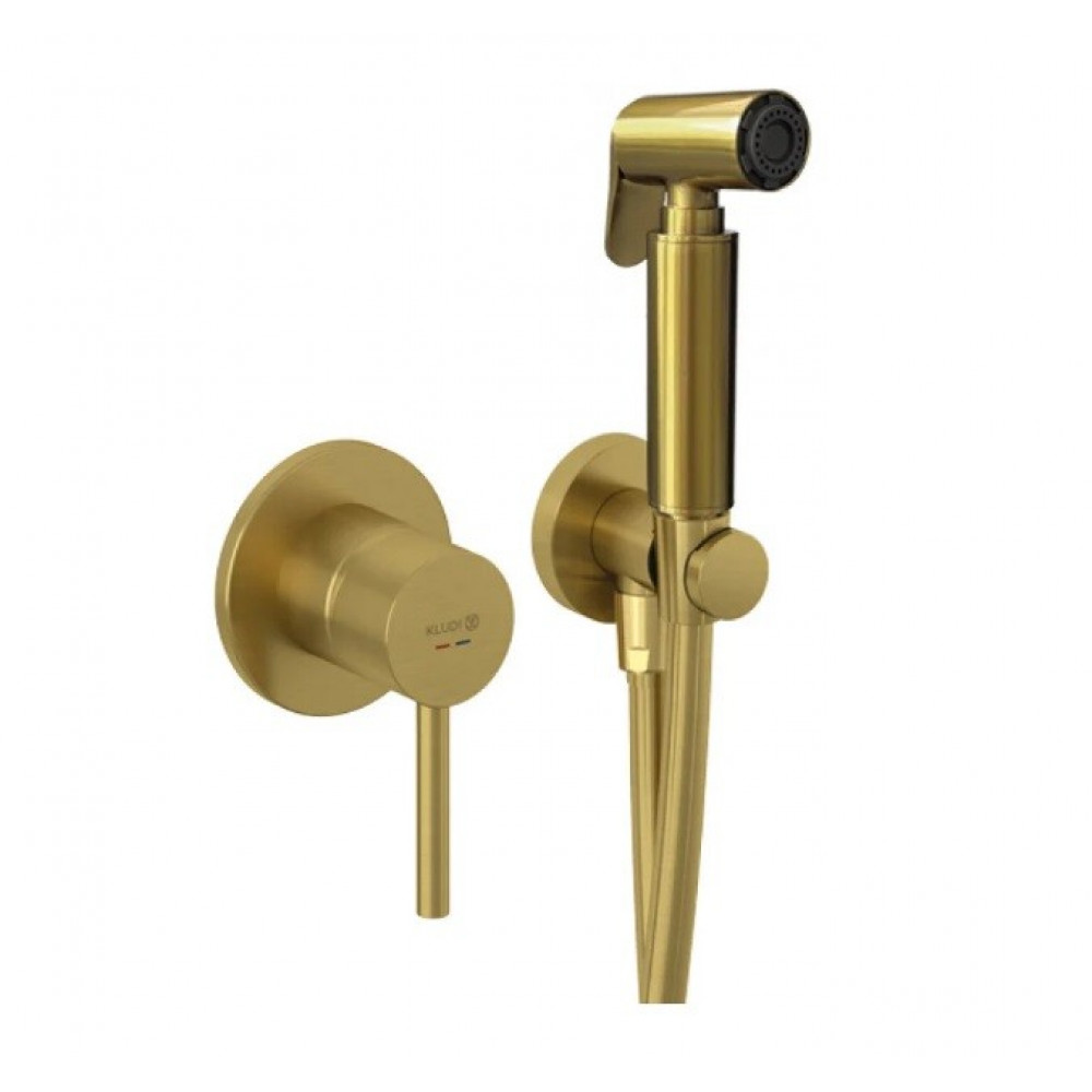 Гигиенический душ со смесителем, Kludi, BOZZ, "модерн", цвет-золото брашированное