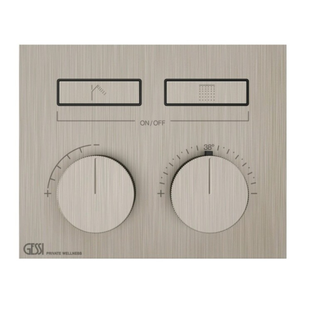 Смеситель для душа, Gessi, HI-FI, на 2 потребителя, цвет-Finox Brushed Nickel