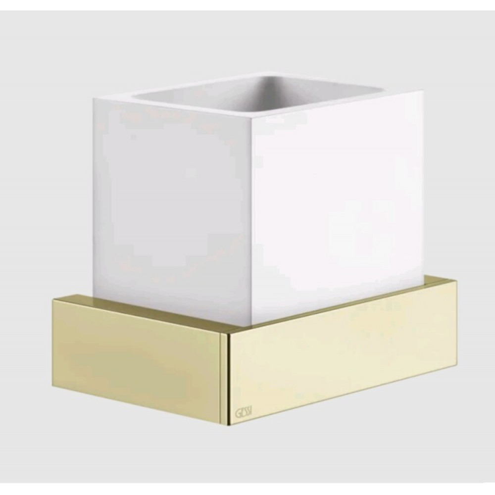 Стакан, Gessi, Rettangolo, шгв 140*95*116.5, цвет-белый/Brass PVD