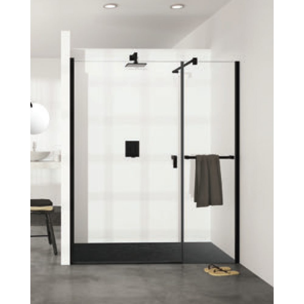 Дверь, Huppe, Design, шв 1255*2000, черный, цвет стекла-прозрачный, Anti-Plaque