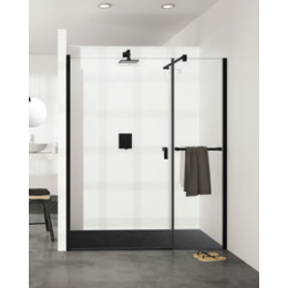 Дверь, Huppe, Design, шв 1255*2000, черный, цвет стекла-прозрачный, Anti-Plaque