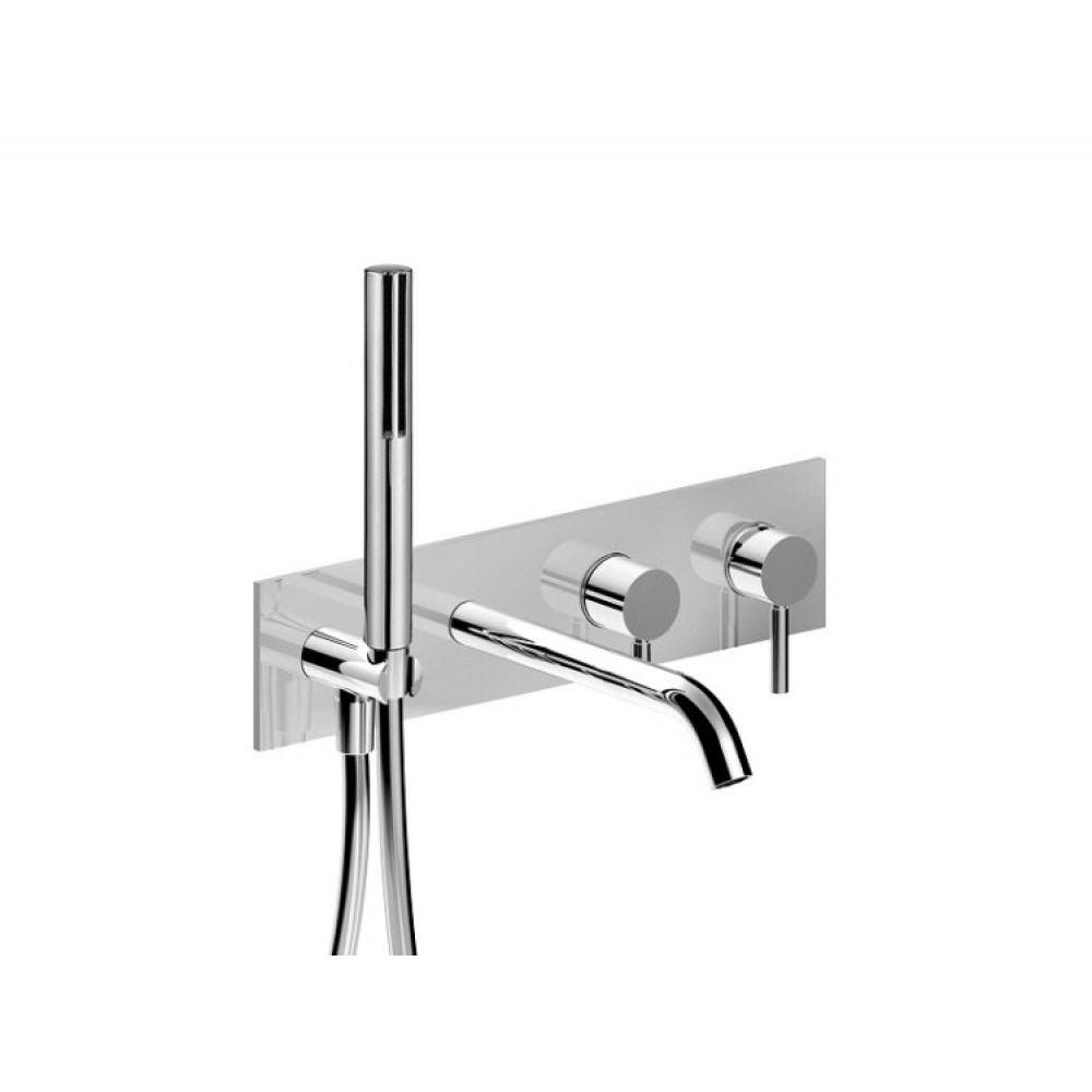 Смеситель для ванны и душа, Fantini, Nostromo, цвет-матовая натуральная сталь