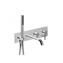 Смеситель для ванны и душа, Fantini, Nostromo, цвет-матовая натуральная сталь